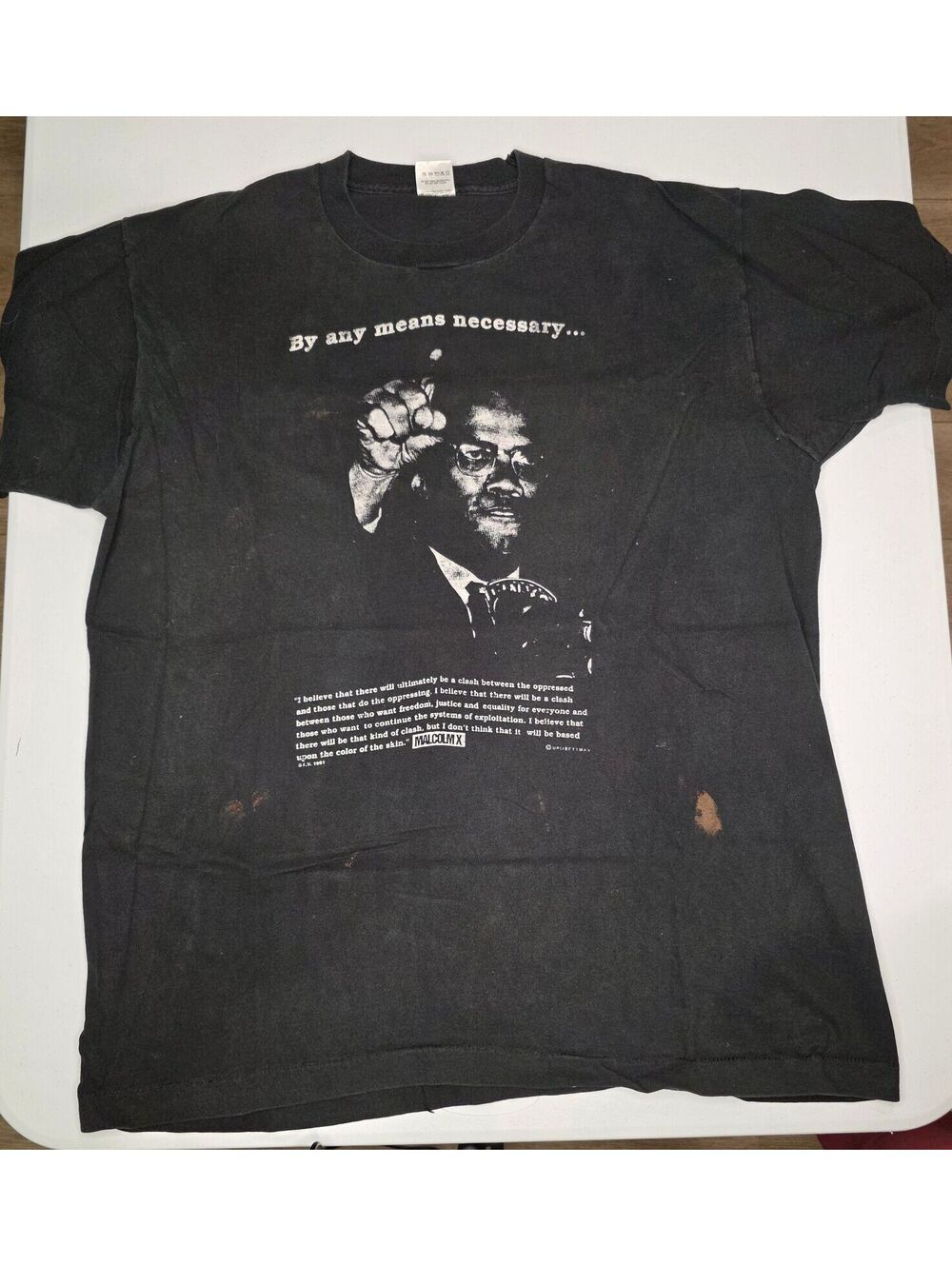 90s Malcom X "By Any Means Necessary" Single Stitch Tee